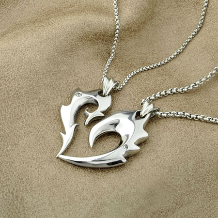 Einzigartige Half Heart Split Heart Halsketten für Paare